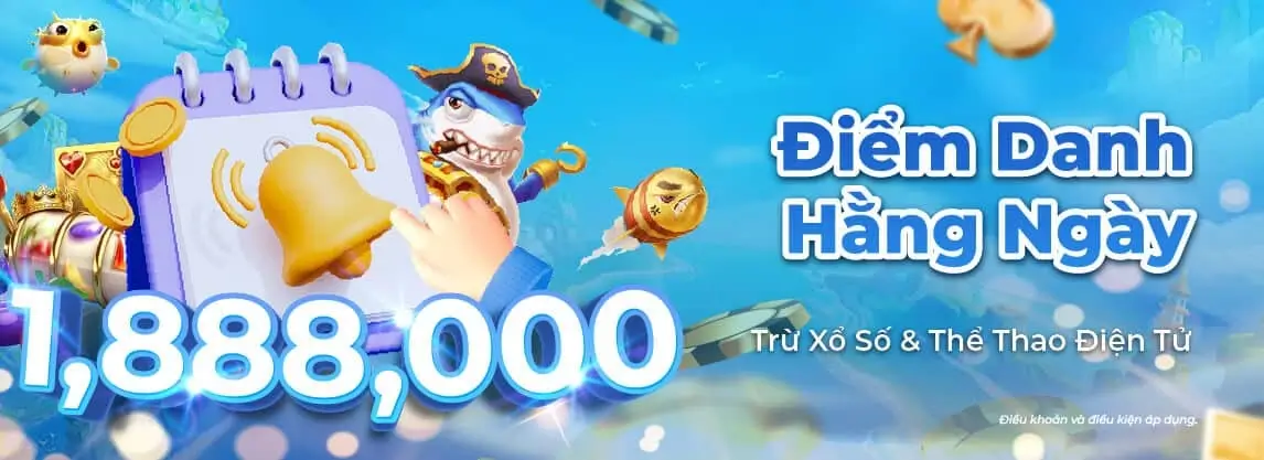 Vmax58 com Điểm danh hàng ngày tặng đến 1.888k